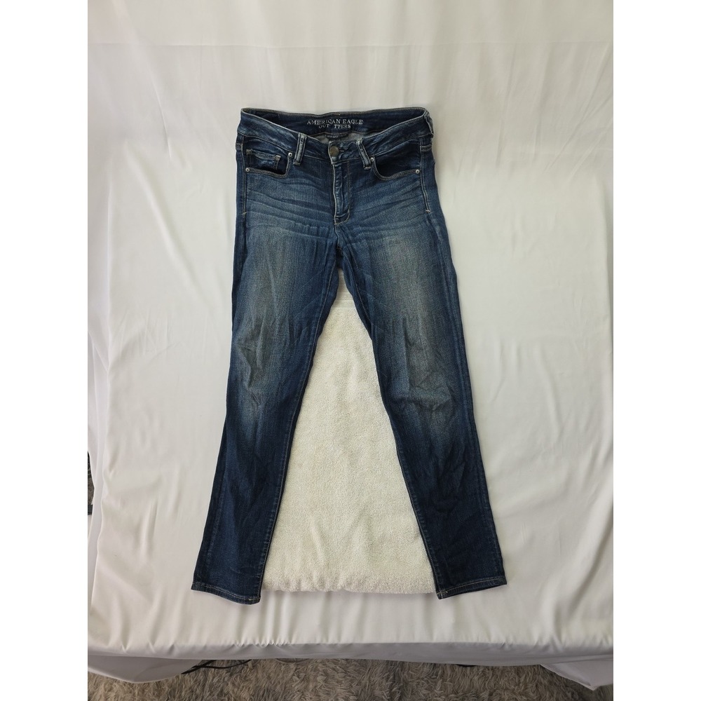 American Eagle Jeans Womens 8 Short Blue Cotton Stretch Slim Fit Lightweight